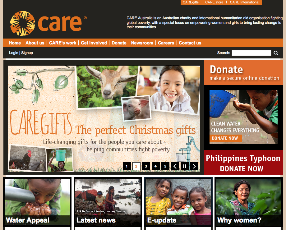 Care Australia website home page slider